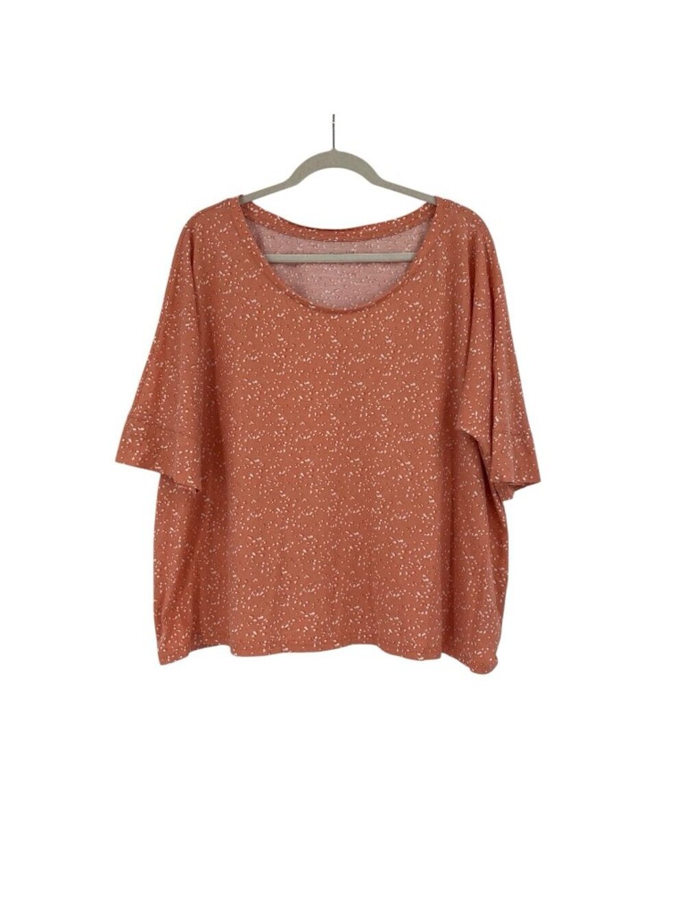 Garnet Hill Size XL Organic Cotton Dotted Speckled Half Sleeve Top Oversized